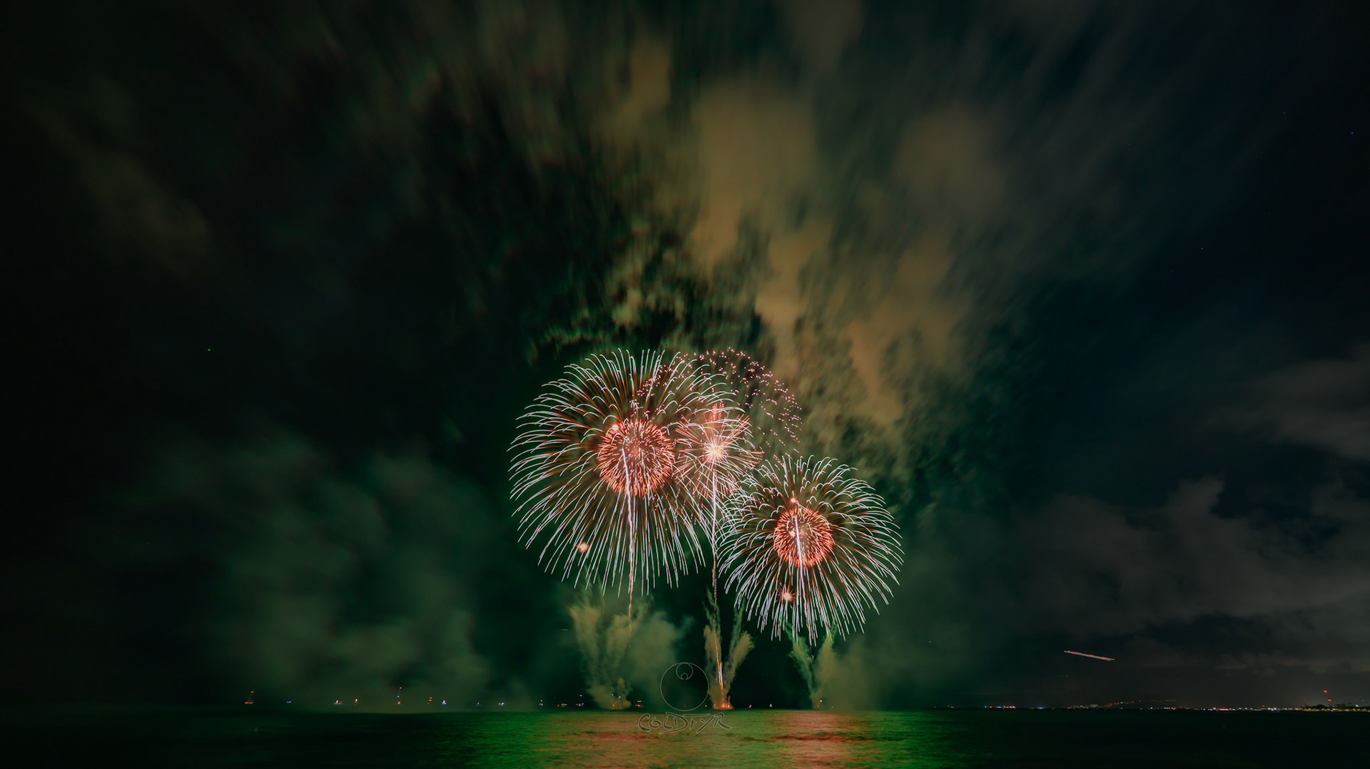 Waikiki Friday Night Fireworks as Watched from the Waikiki Pier (Walls)
