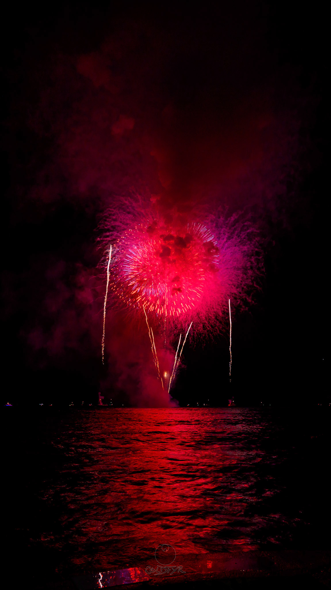 Waikiki Friday Night Fireworks as Watched from the Waikiki Pier (Walls)