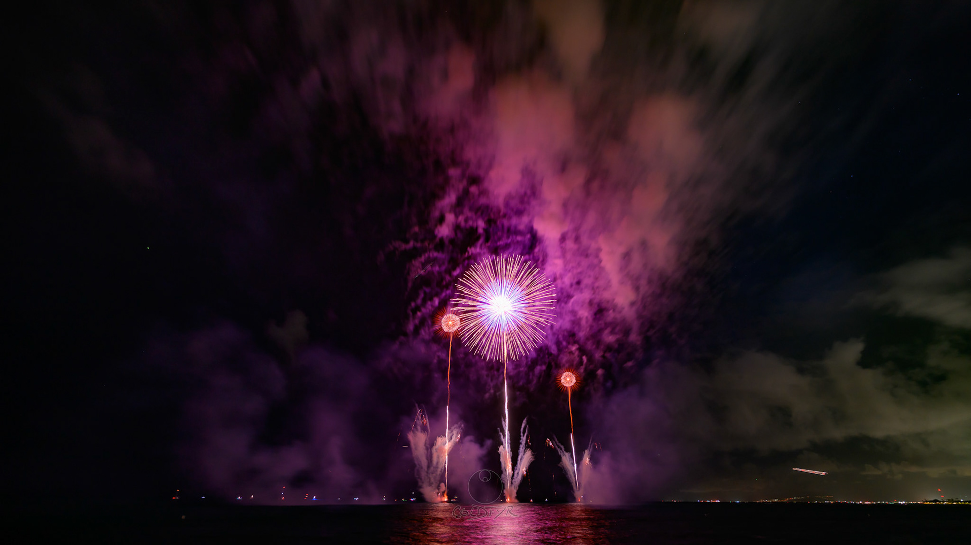 Waikiki Friday Night Fireworks as Watched from the Waikiki Pier (Walls)
