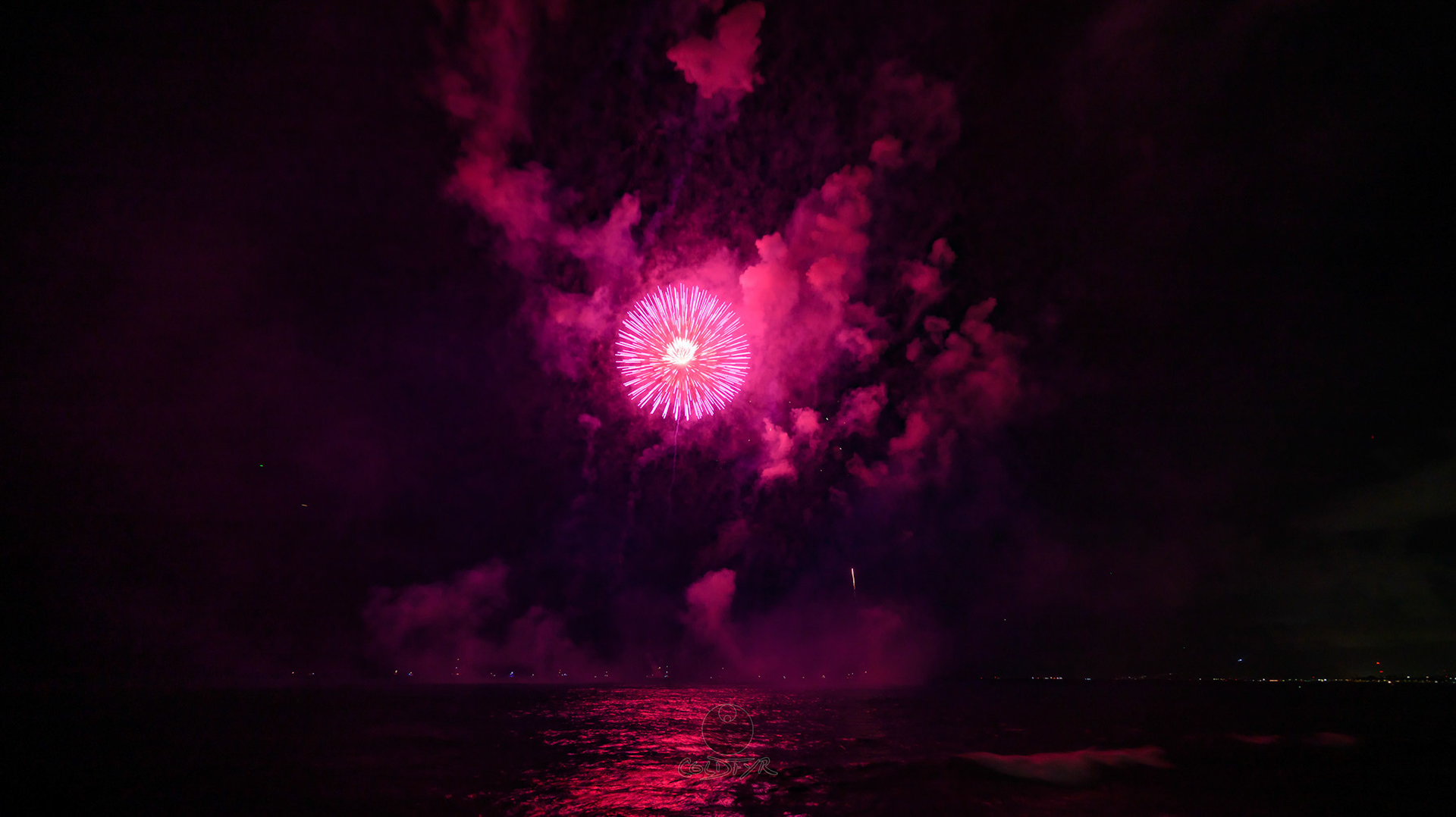 Waikiki Friday Night Fireworks as Watched from the Waikiki Pier (Walls)