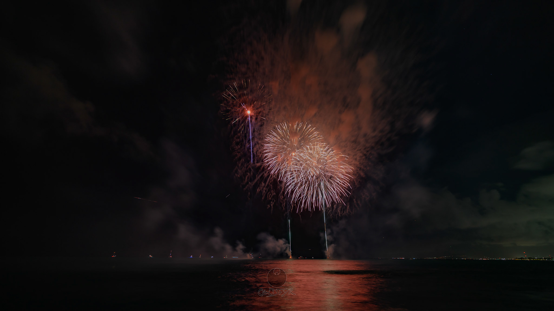 Waikiki Friday Night Fireworks as Watched from the Waikiki Pier (Walls)