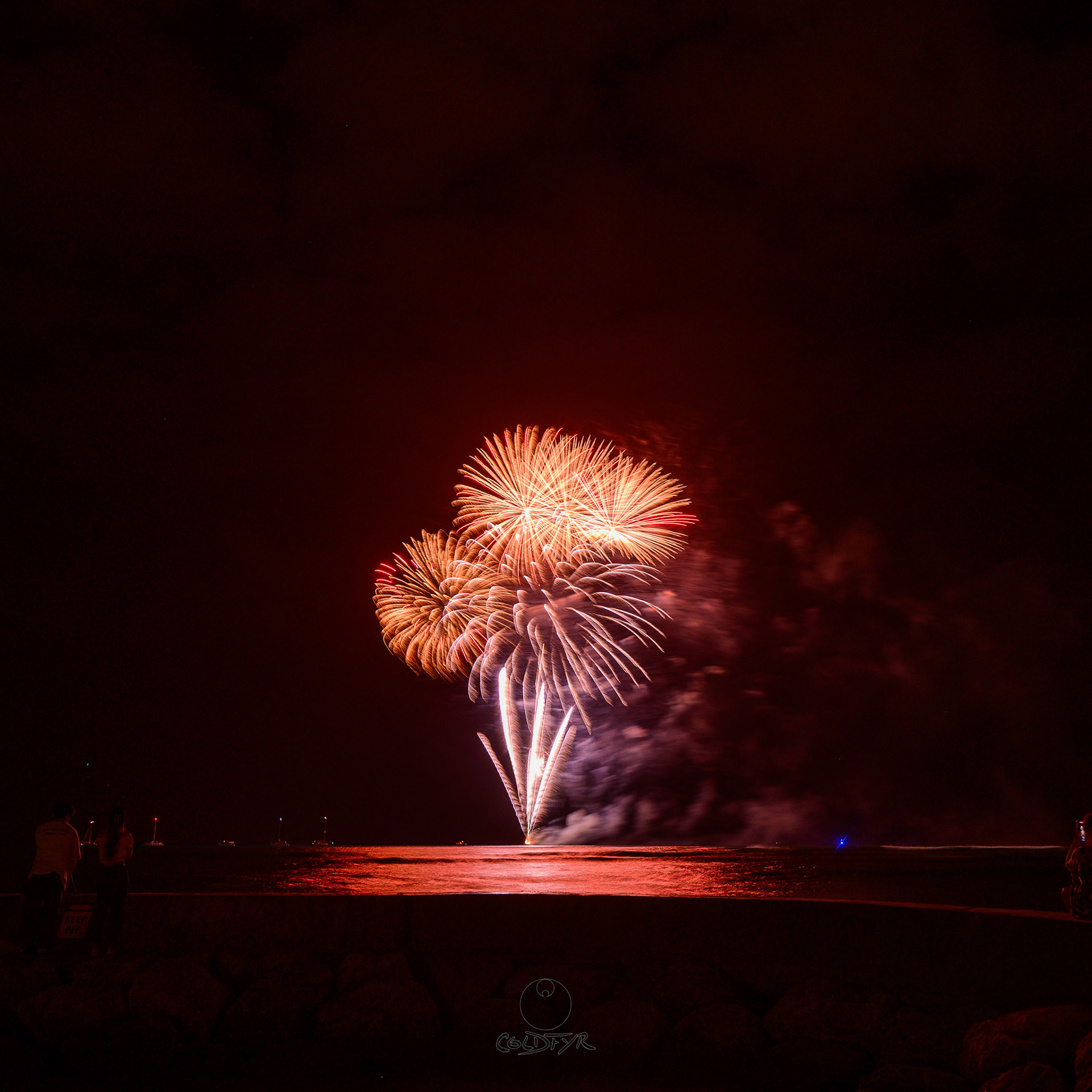 Waikiki Friday Night Fireworks as Watched from the Waikiki Pier (Walls)