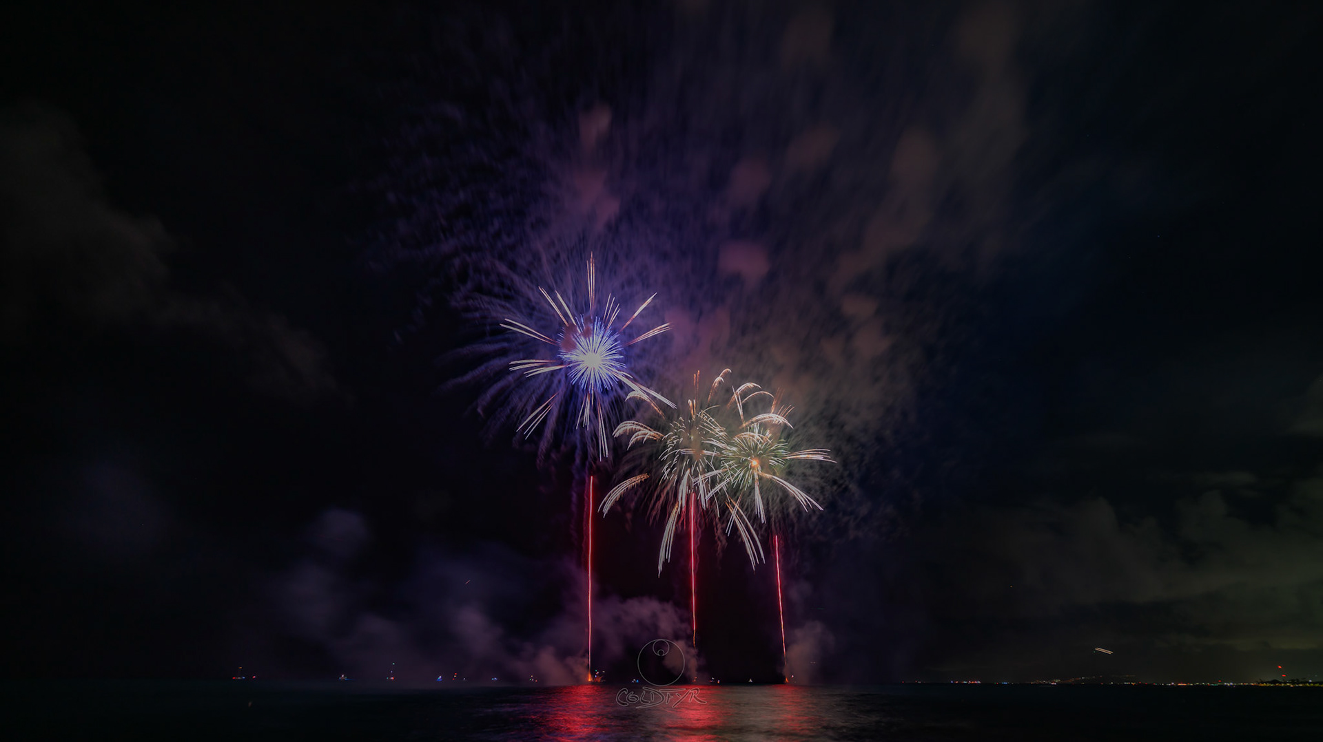 Waikiki Friday Night Fireworks as Watched from the Waikiki Pier (Walls)