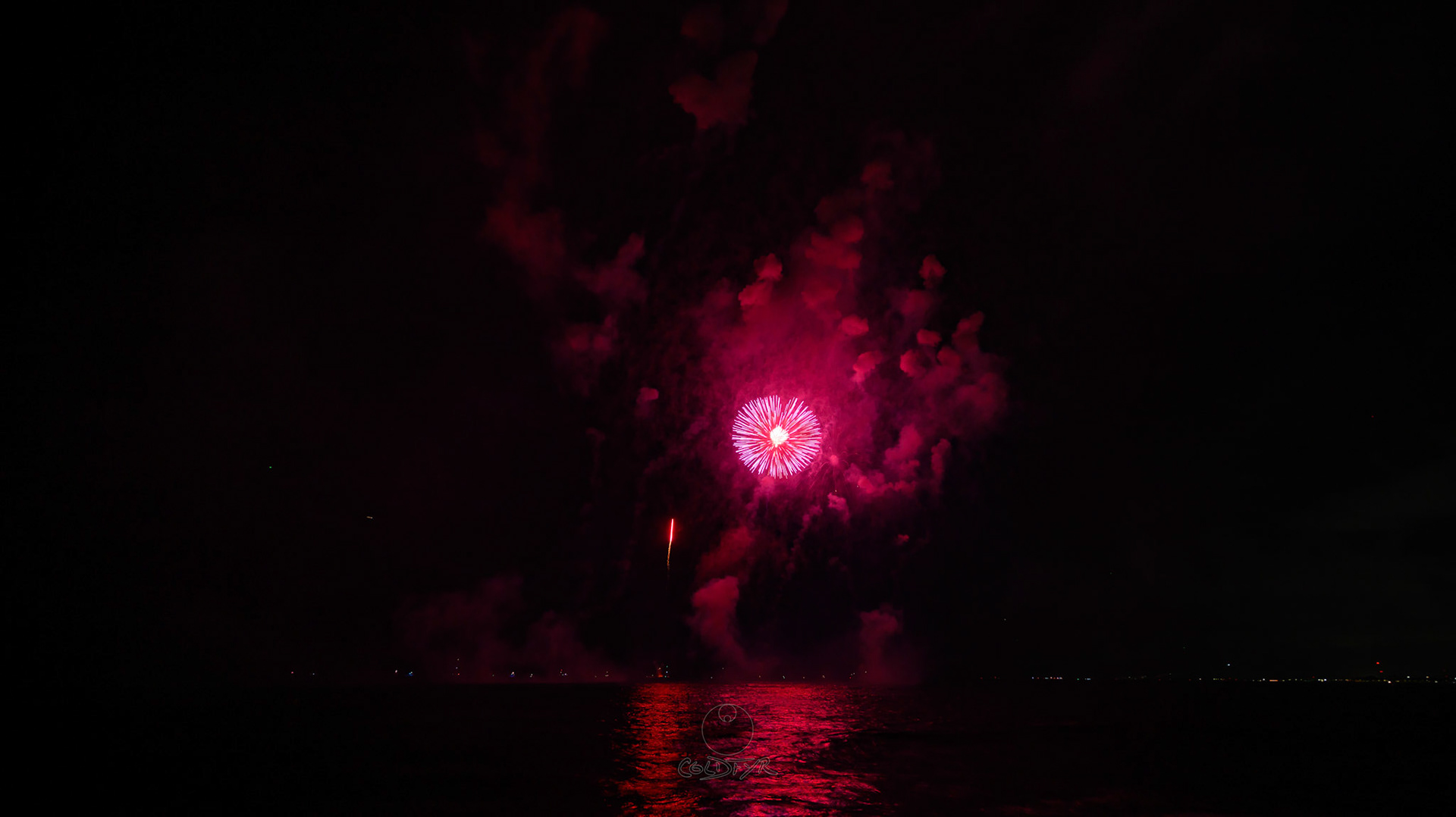 Waikiki Friday Night Fireworks as Watched from the Waikiki Pier (Walls)