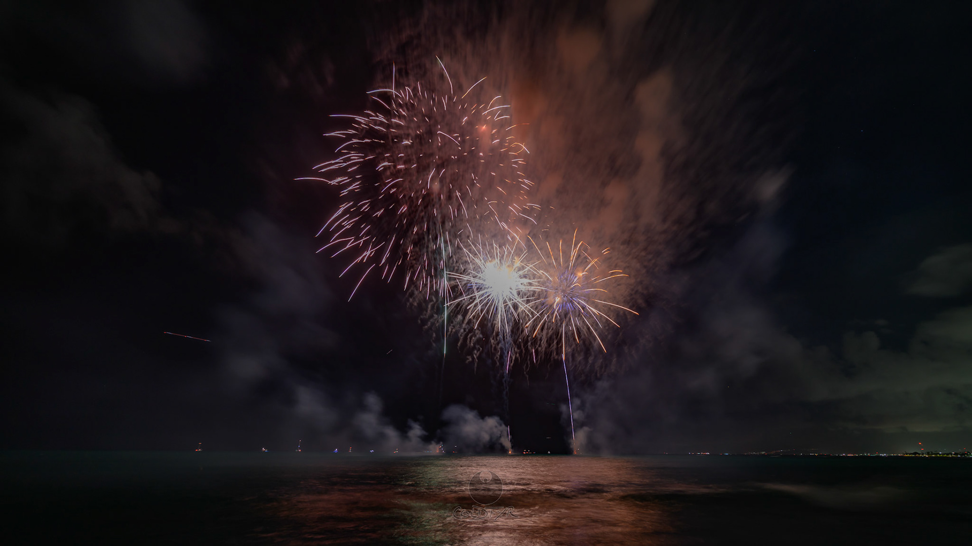 Waikiki Friday Night Fireworks as Watched from the Waikiki Pier (Walls)