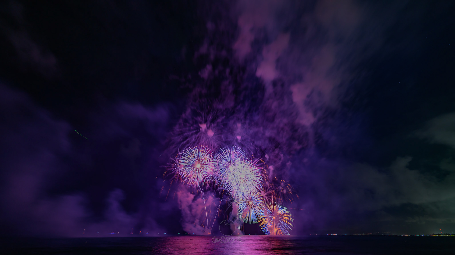 Waikiki Friday Night Fireworks as Watched from the Waikiki Pier (Walls)