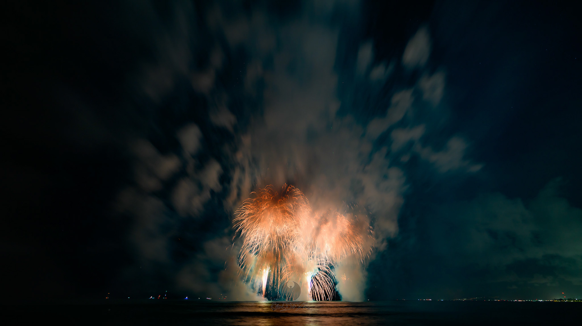 Waikiki Friday Night Fireworks as Watched from the Waikiki Pier (Walls)