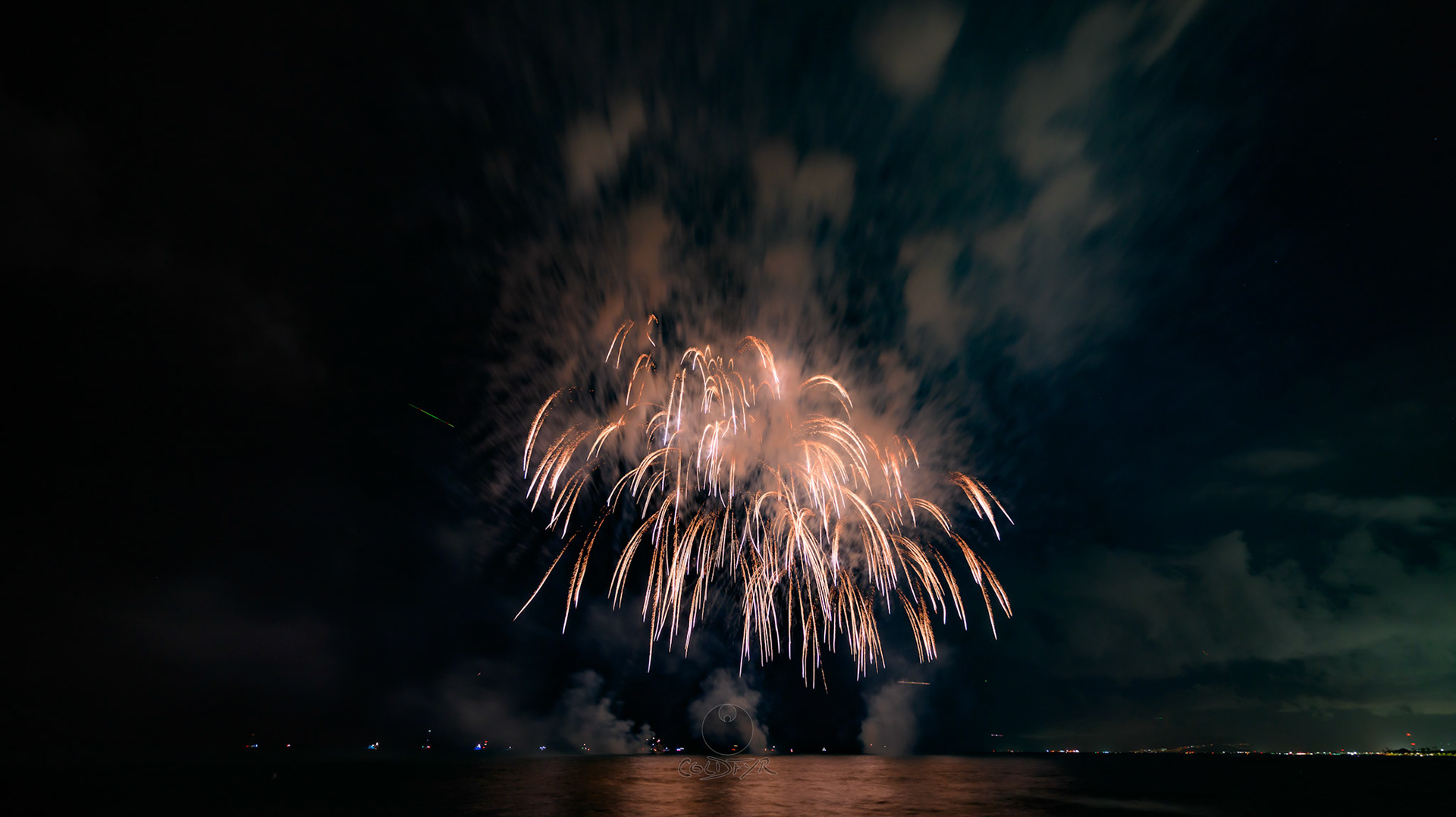 Waikiki Friday Night Fireworks as Watched from the Waikiki Pier (Walls)