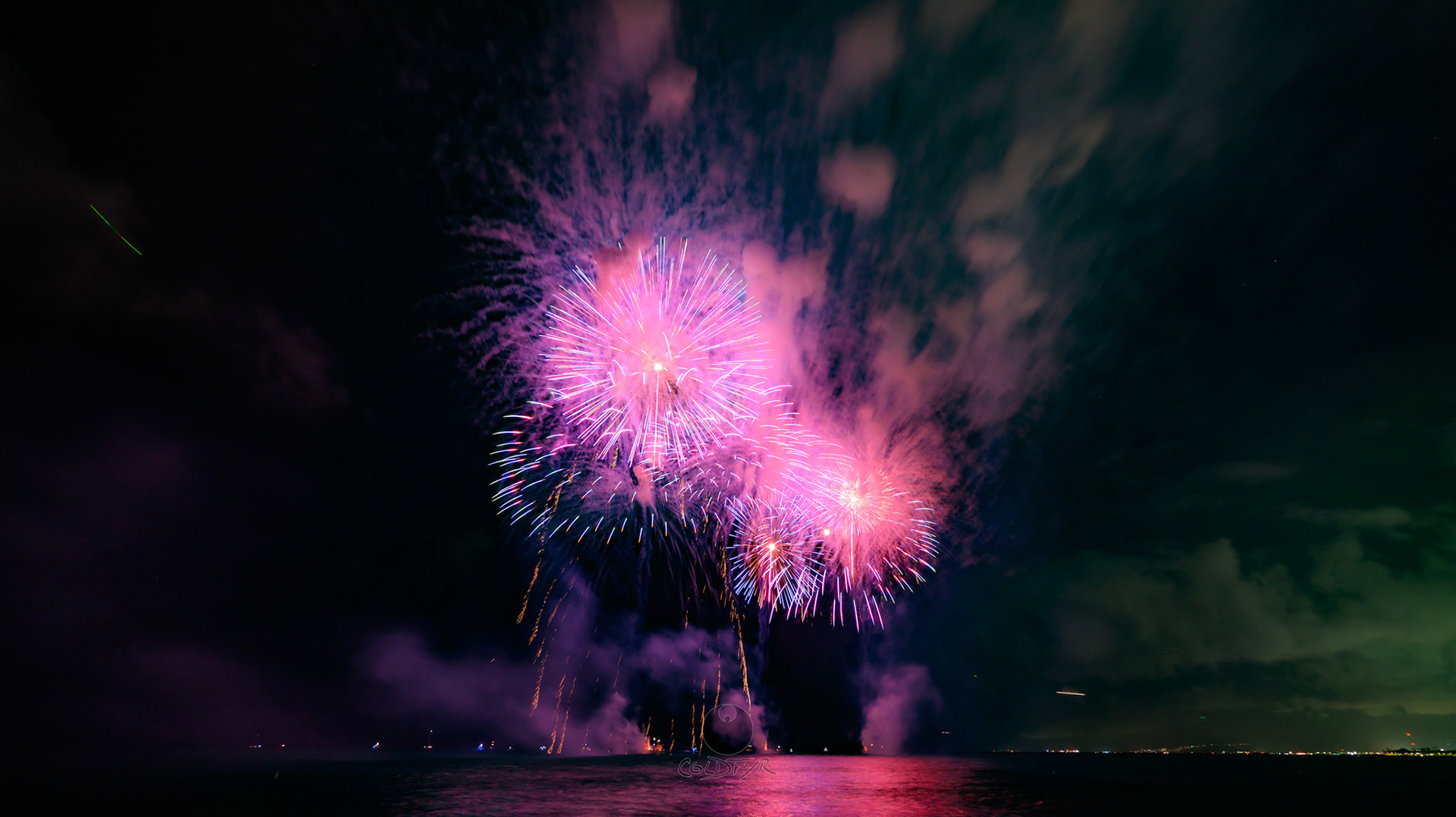 Waikiki Friday Night Fireworks as Watched from the Waikiki Pier (Walls)