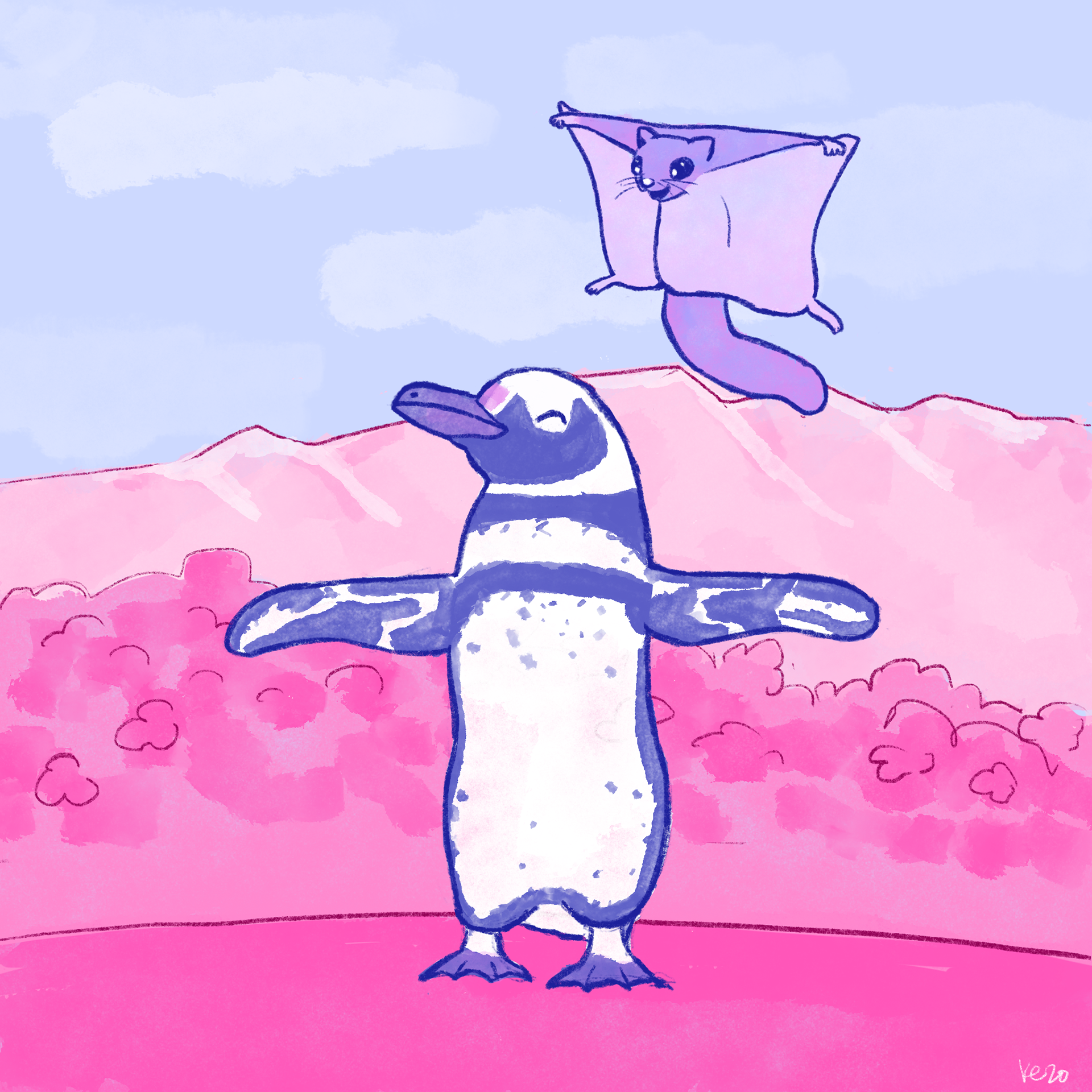 Bi Pride Penguin and Flying Squirrel