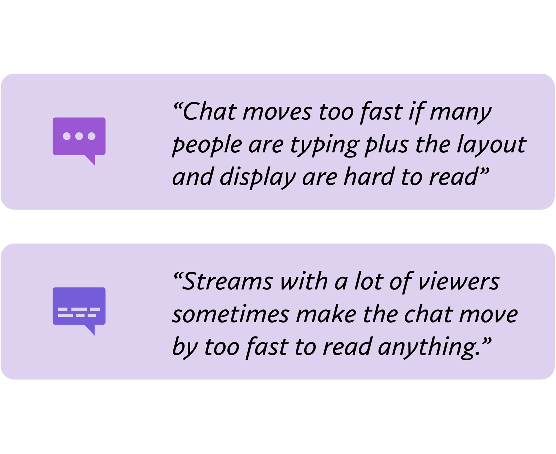 Participants stated that the chat goes too fast and they are not able to read anything.