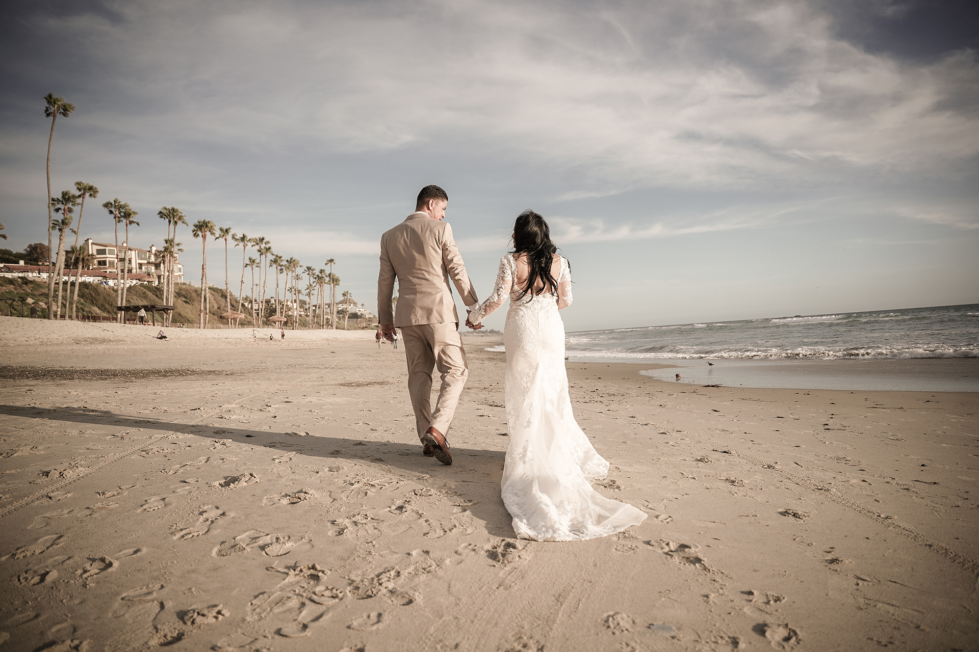 San Clemente elopement couple on beach. 