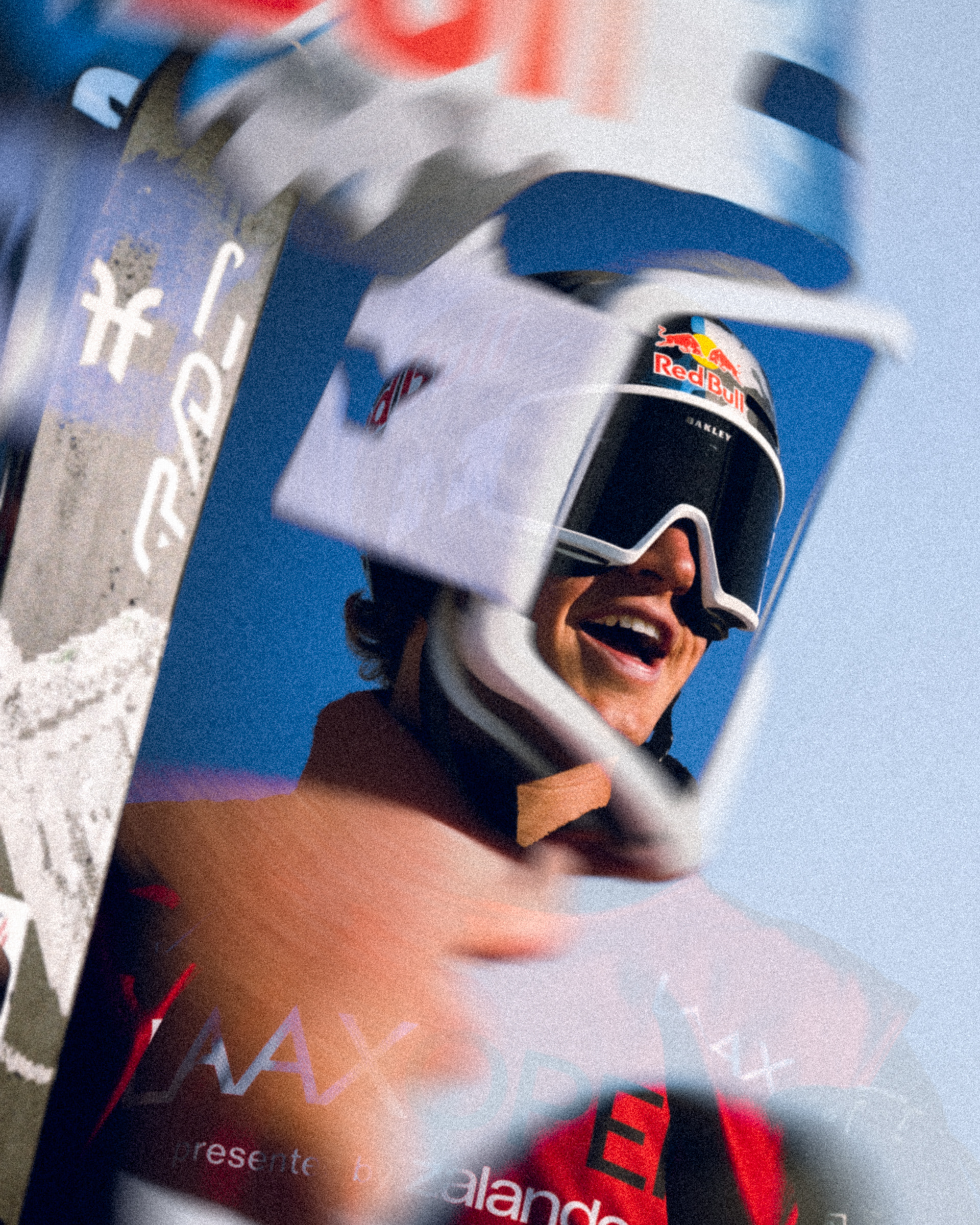 Mac Forehand, Red Bull and Faction Skis Athlete double exposure portrait