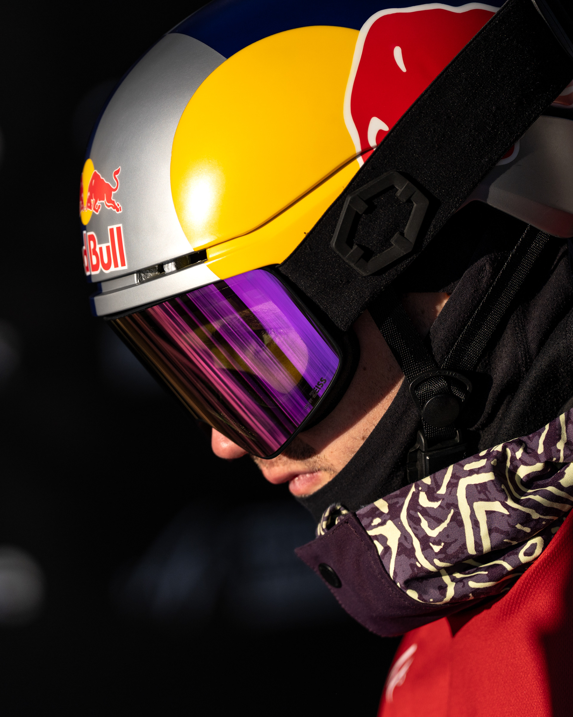 Fabian Bösch, Red Bull athlete looks out of the start house before his run at the Laax Open Ski Slopestyle