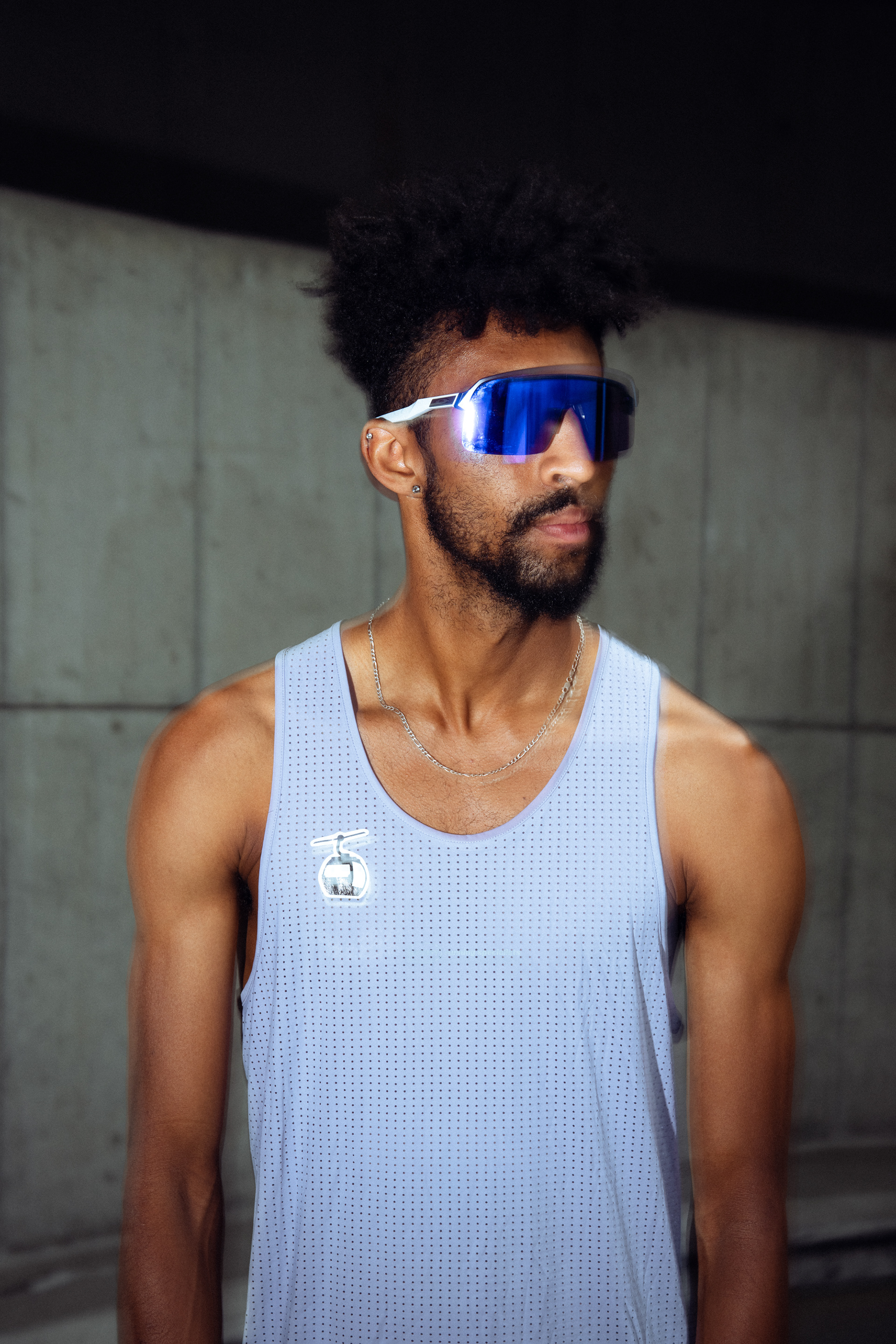 Runner portrait in an urban Setting.  Flash photograph with motion and intensity