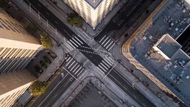 Gush, Matt. Aerial view looking straight down on to Los Angeles' city streets. Shutterstock, https://www.shutterstock.com/image-photo/aerial-view-looking-straight-down-on-1495413731. Accessed 21 April 2021.