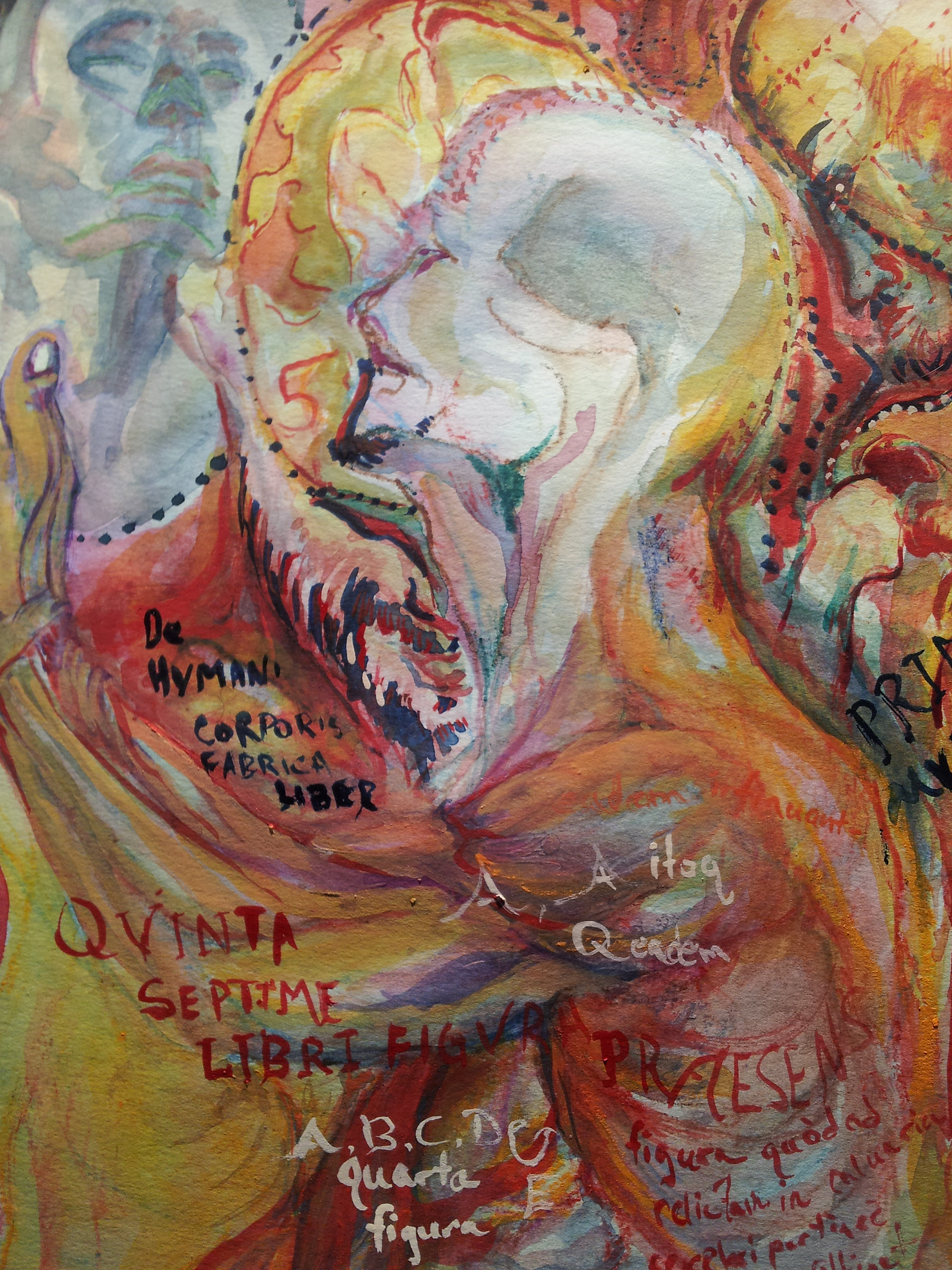 "Four stages of man sexistence" or Four humours intersect 9 x 12" - Watercolour on paper.