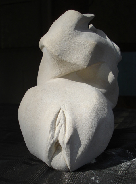  front view - early crowning. Texas Cream Limestone. 8 x 5 x 6 inche
