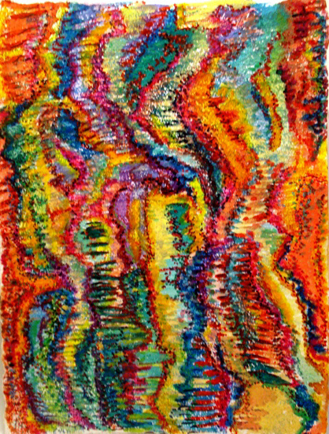 "A day's emotional tapestry" Mixed media on paper - 14 x 10" aprox.