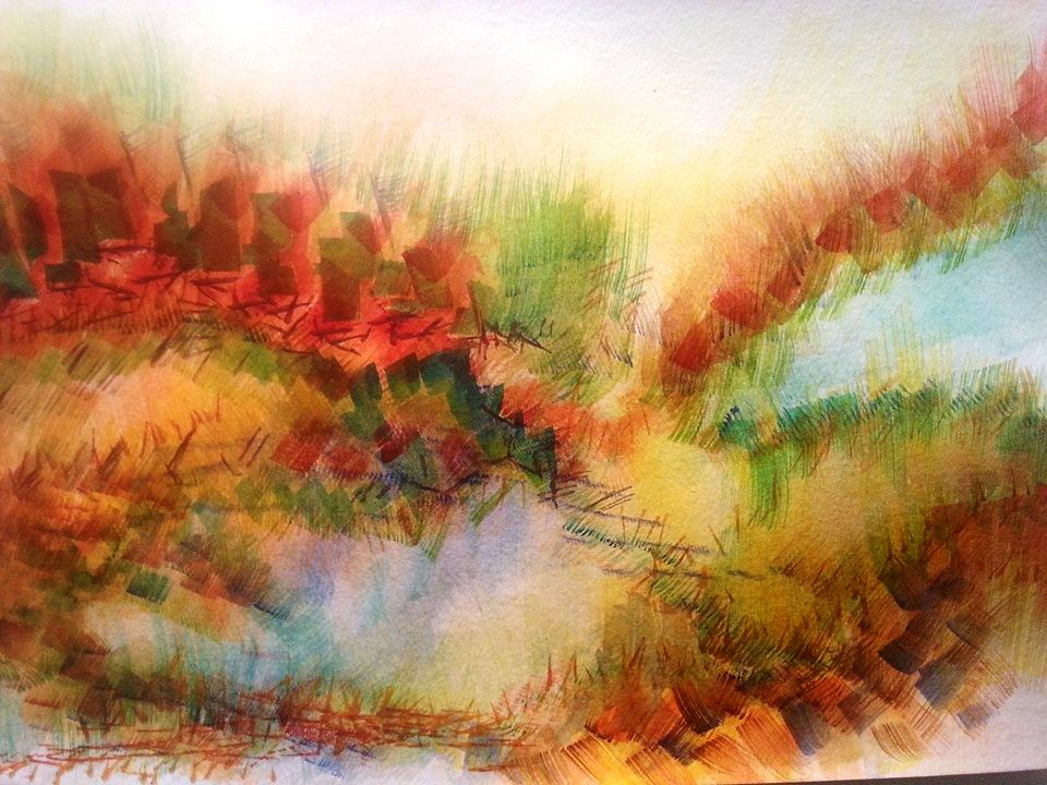 "What is between here and now" "Landscapes of my mind'' series. Title: "What is between here and now". Watercolour. 11 x 15". © Debora Alanna.