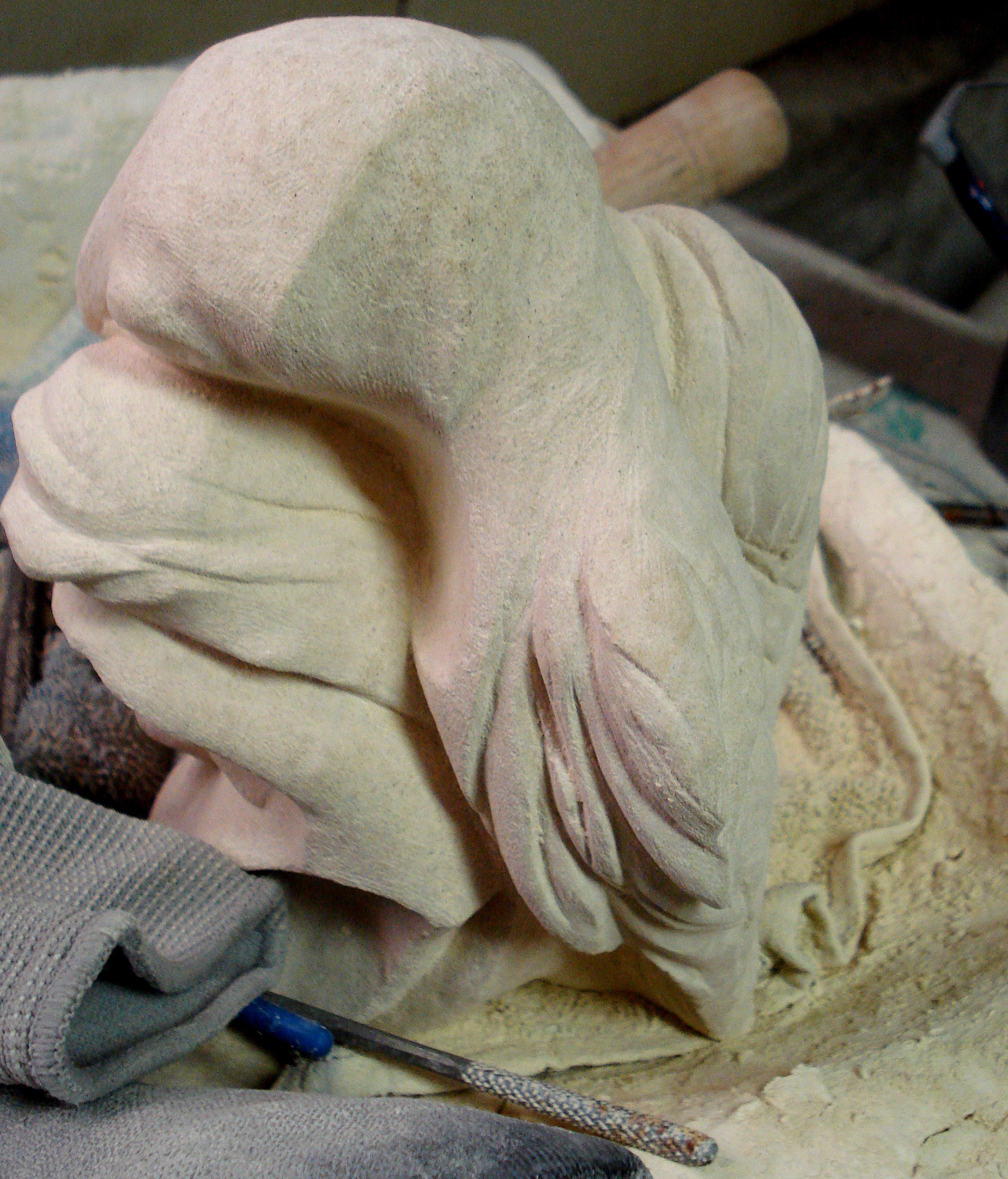 Hand carved limestone by Debora Alanna.
