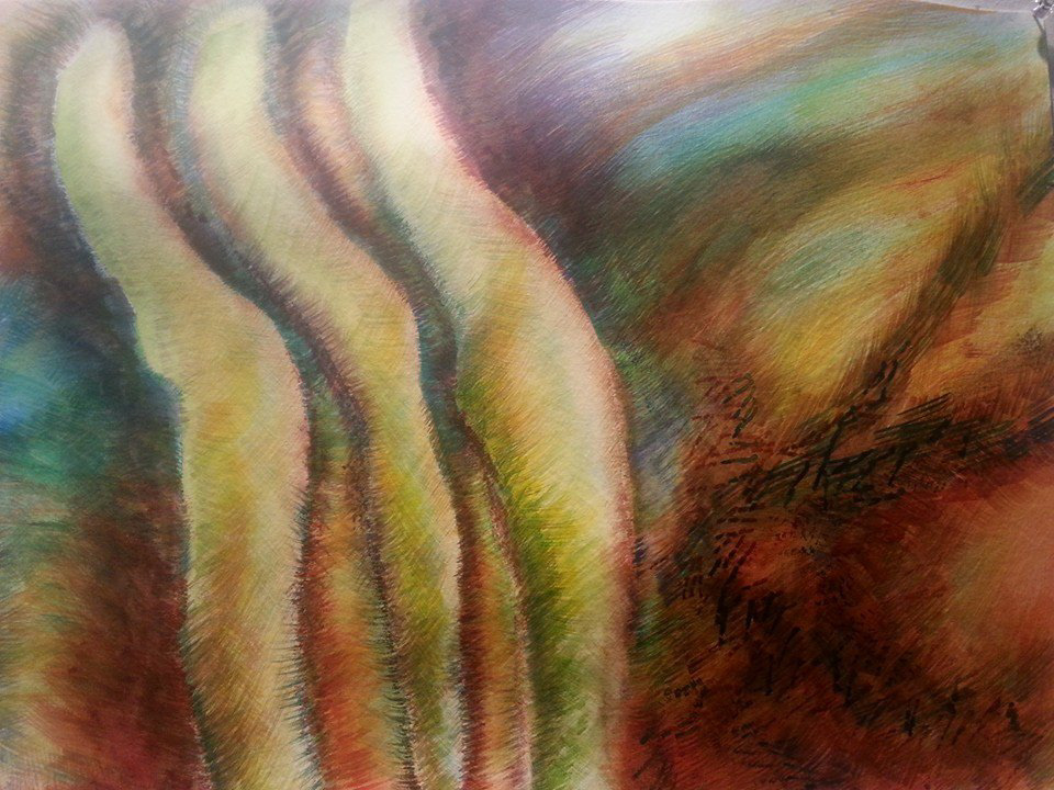 "Baring" "Landscapes of my mind'' series. Title: "Baring". Watercolour. 11 x 15". © Debora Alanna.