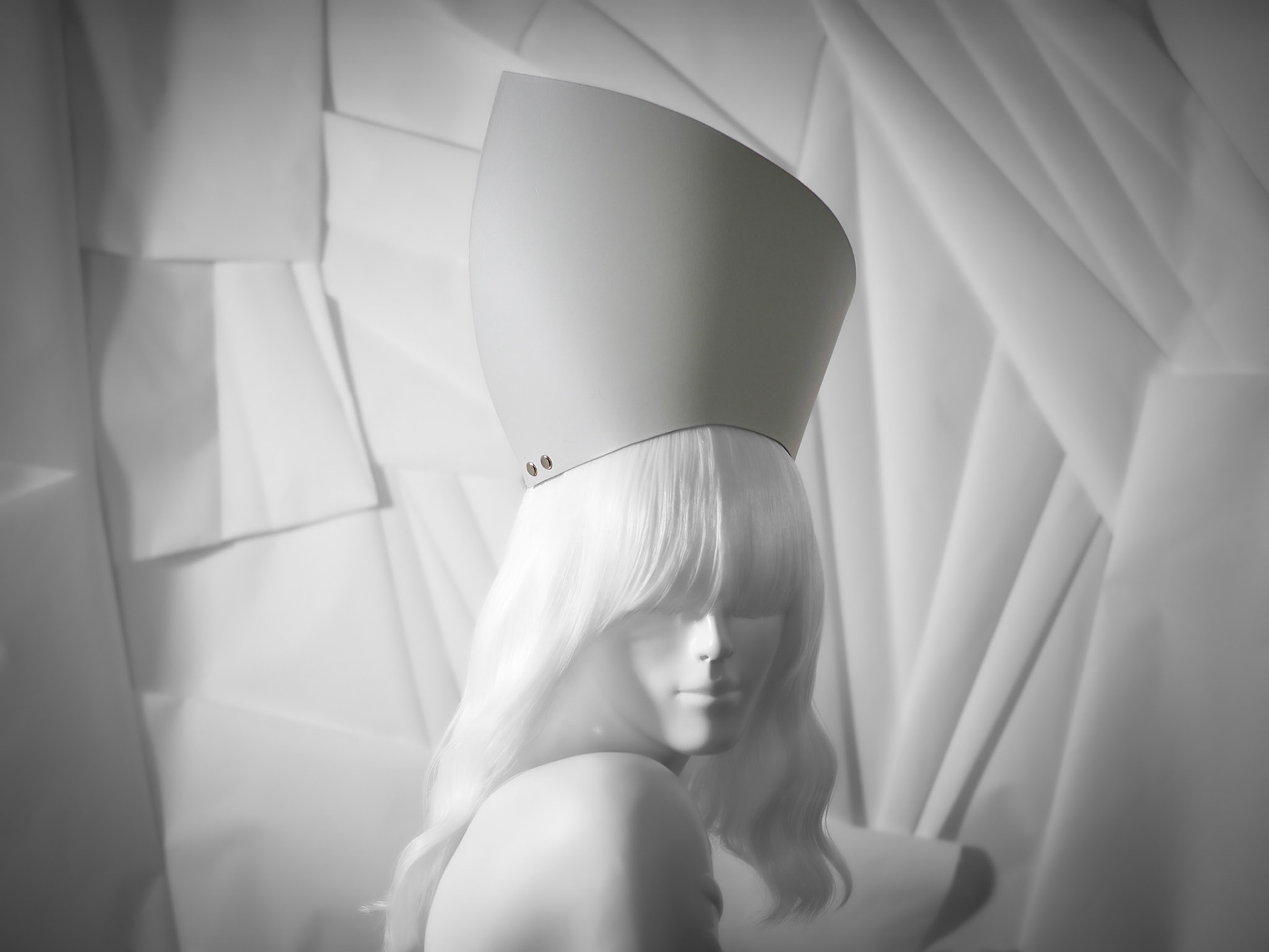 REV • leather mitre tiara