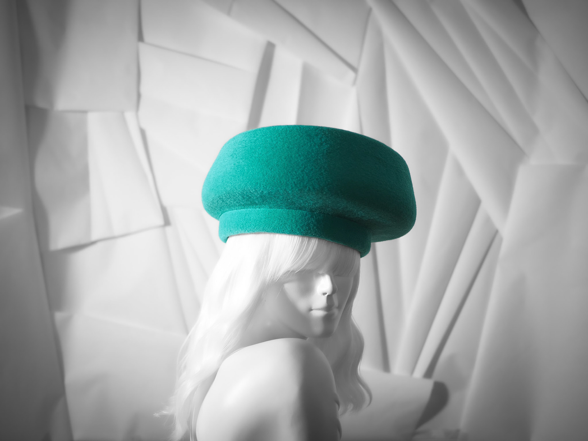 LOU • architectural toque in peachbloom