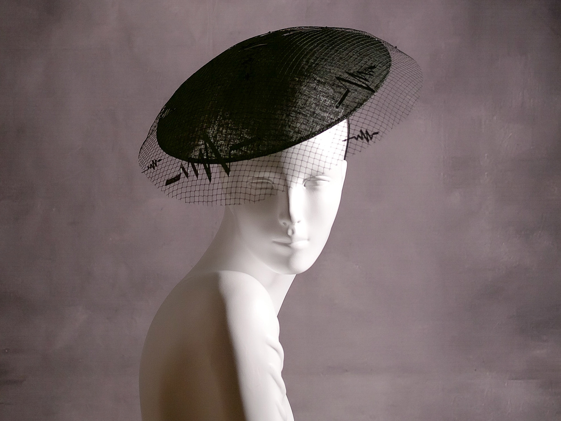 OFF • domed headpiece with veil