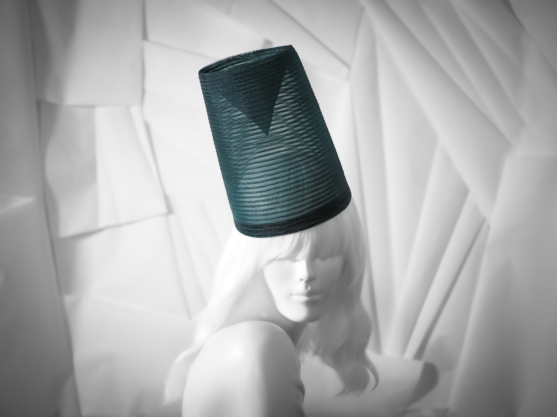 CYNTH • fez in stitched crin with internal cone