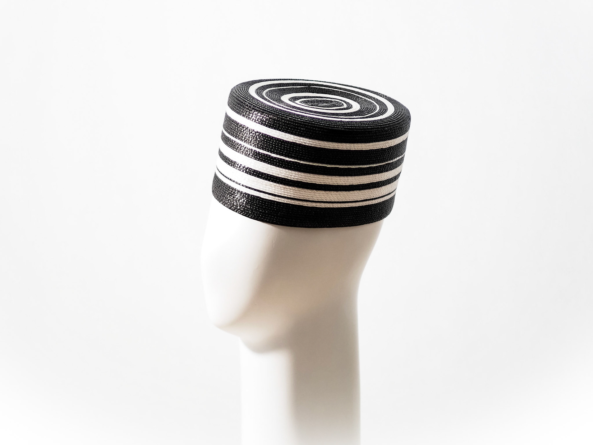 ZITA •striped pillbox in stitched braid