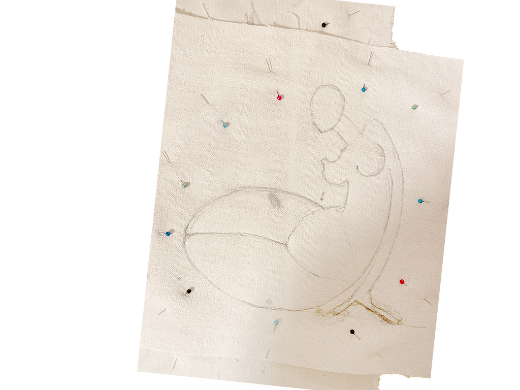 Erste Skizze auf Stoff