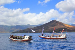 Boat Parade with locals dancing on the boat welcoming us