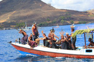 Boat Parade with locals dancing on the boat welcoming us