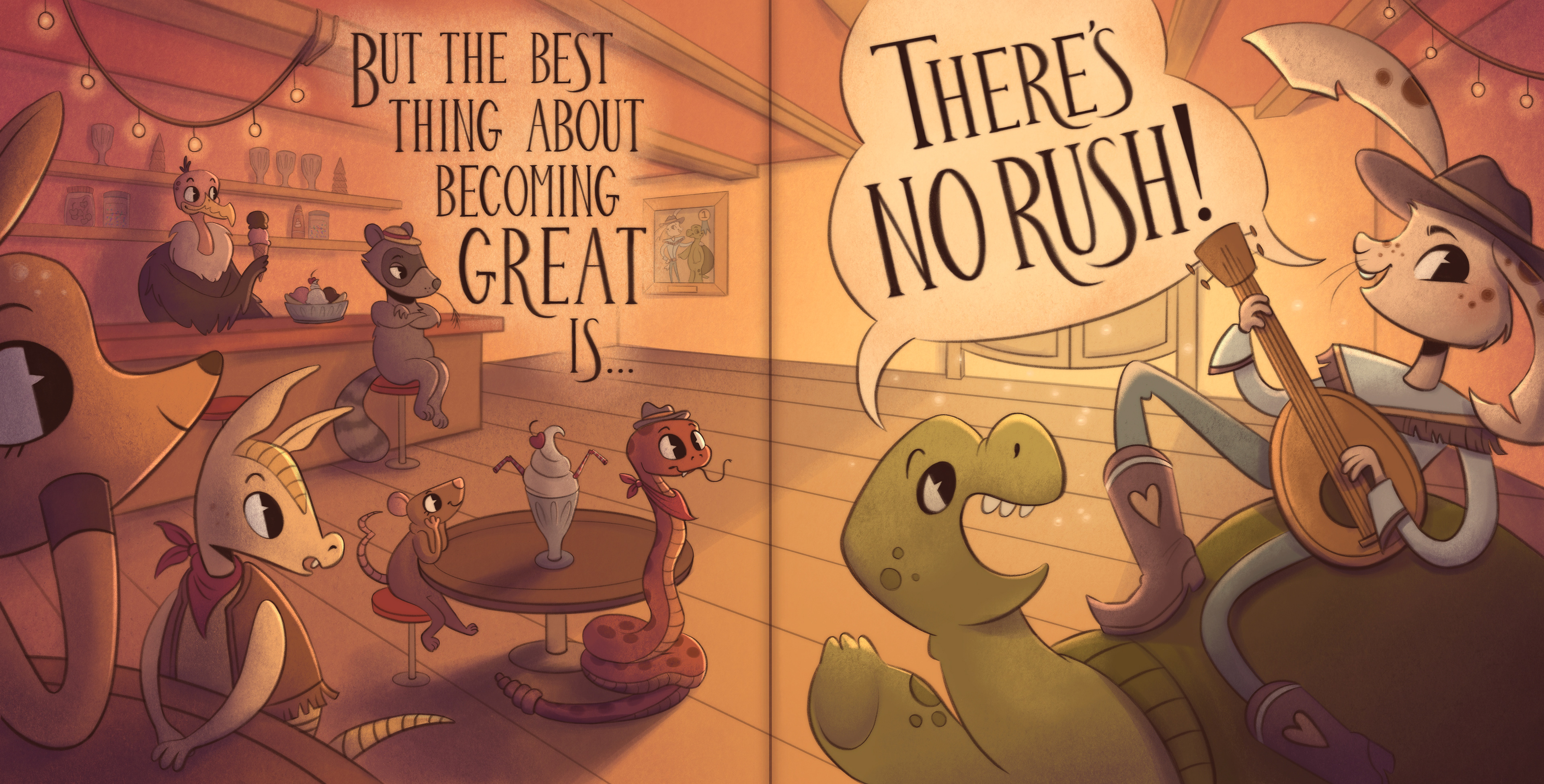 Concept spread for a new version of "The Tortoise and the Hare"