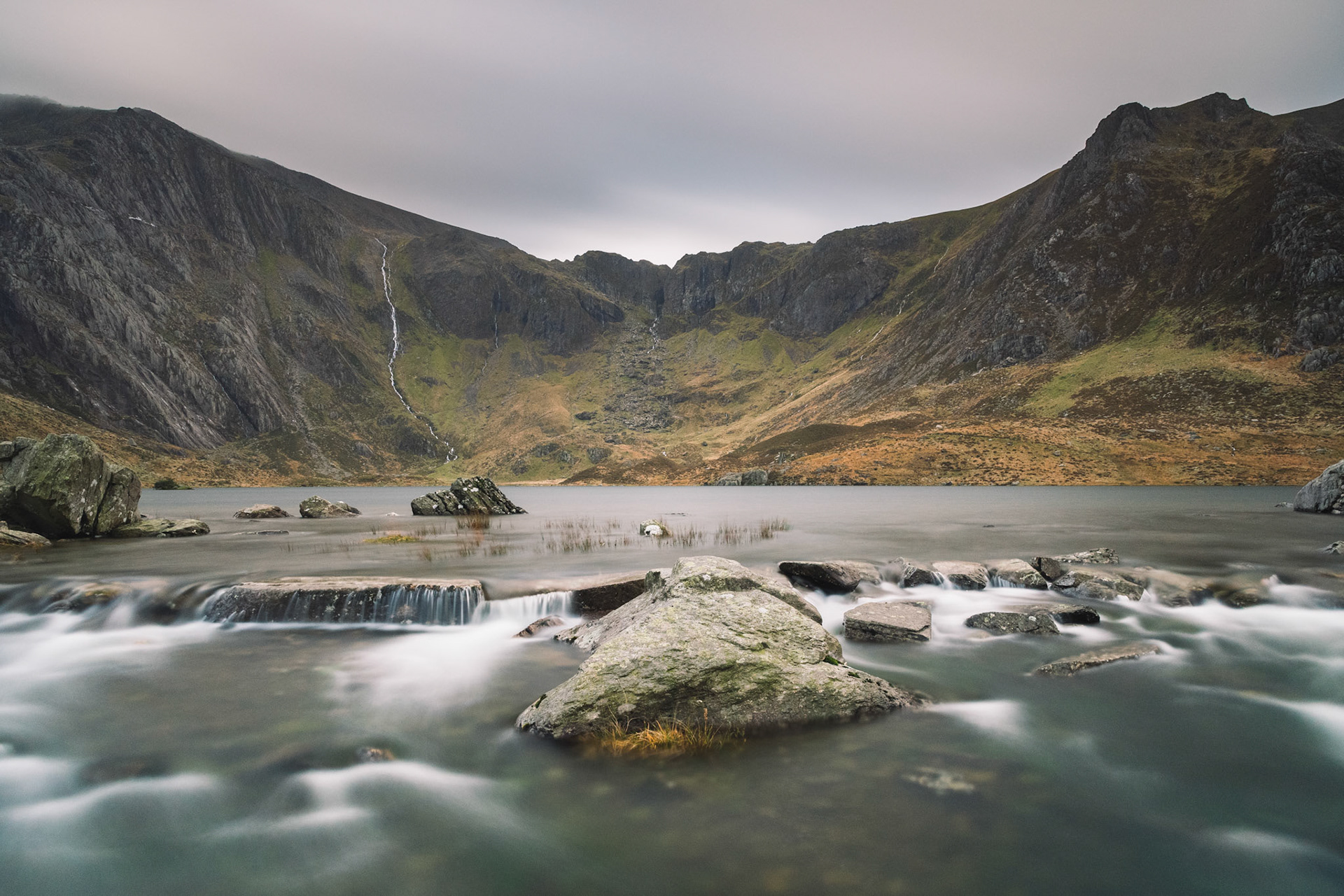Llyn Idwal and Glyderau