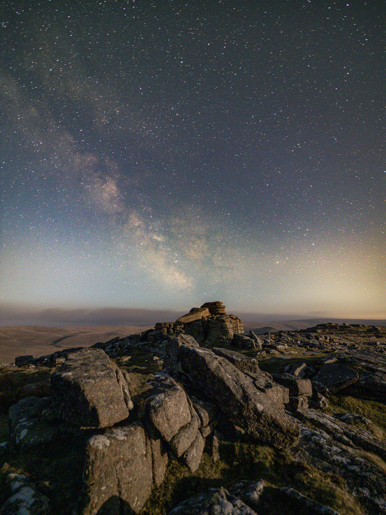 Lyrids Meteor and the Milky Way over Belstone Tor