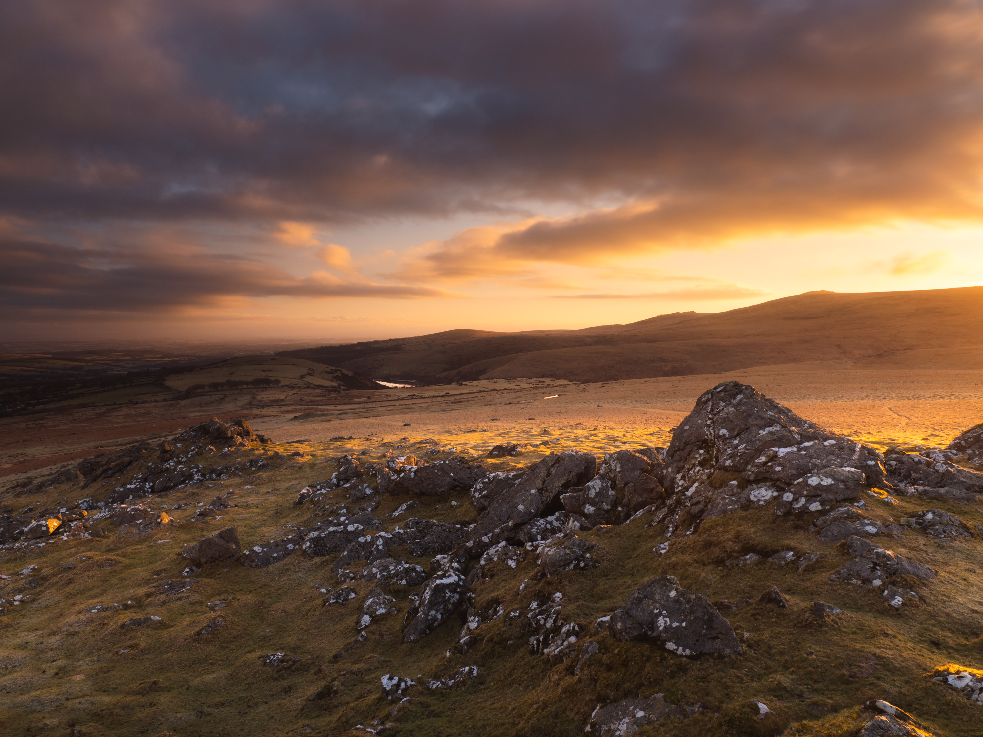 Sunrise over Sourton Tors and Meldon Reservoir