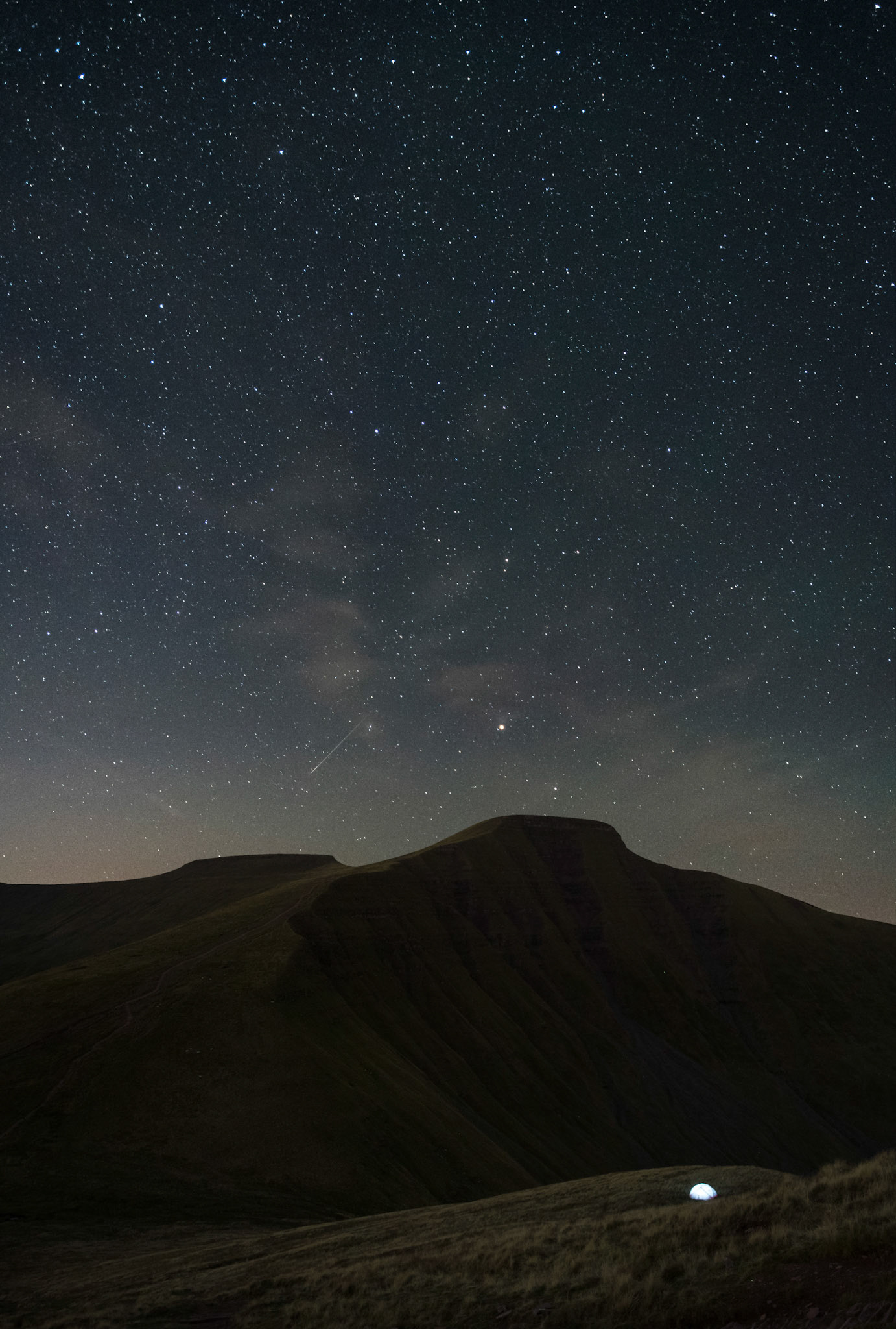 Perseid Meteor Shower over Pen y Fan and Corn Du