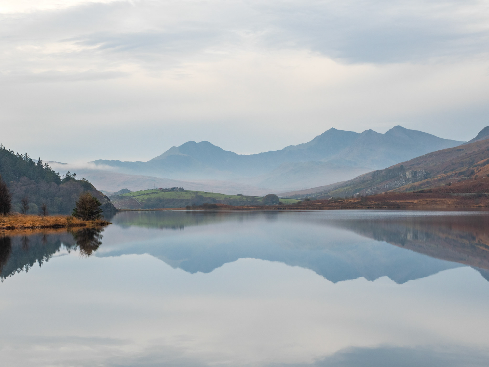 Llynau Mymbyr and reflection of Snowdon