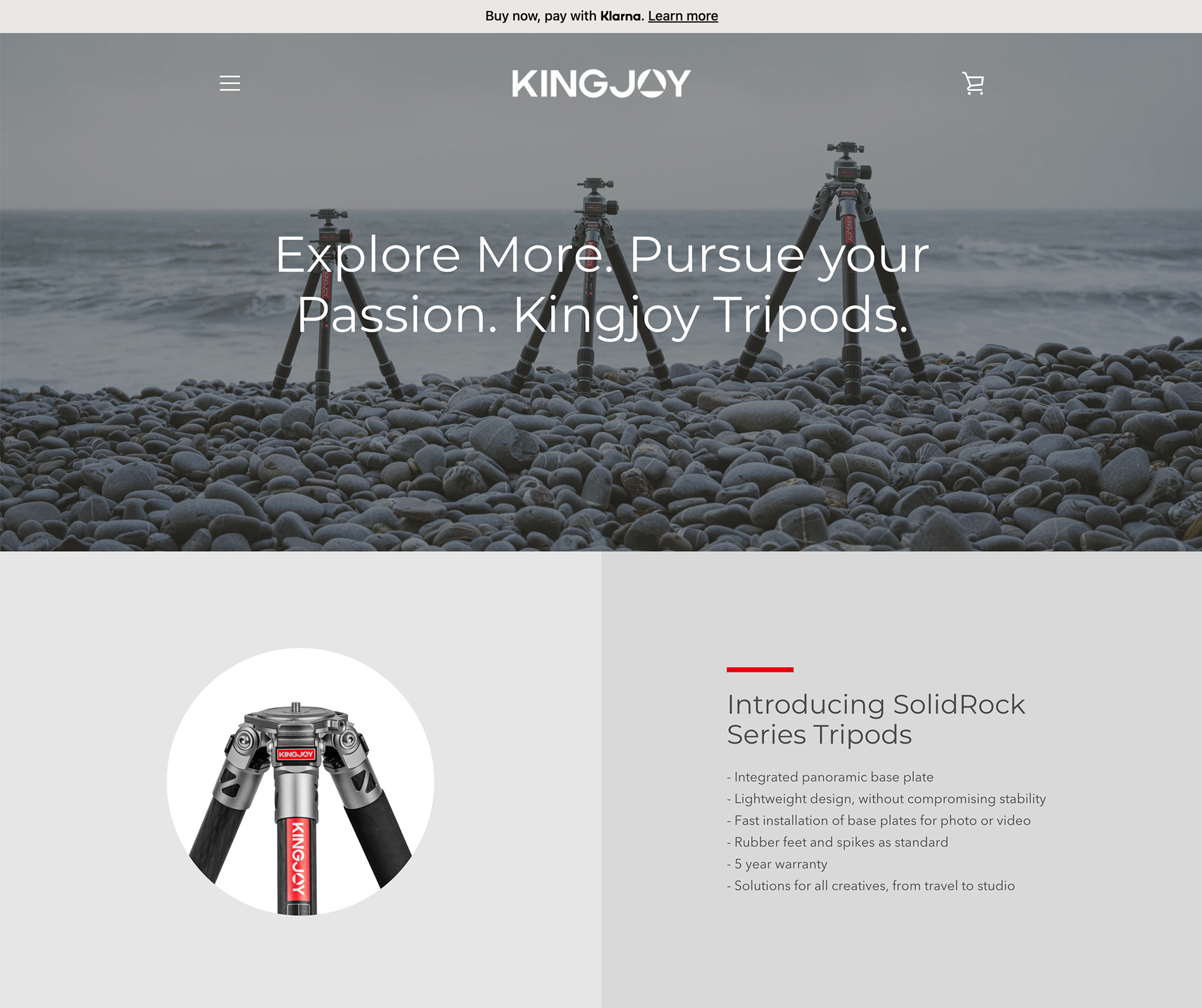 Kingjoy tripods website design