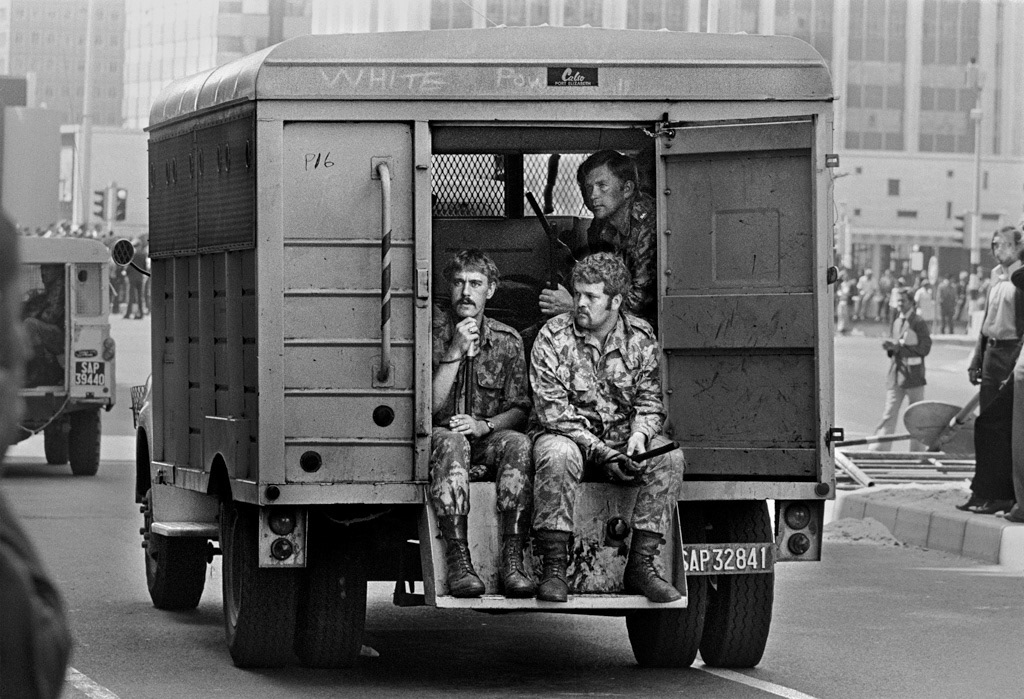 Police patrol the streets of Cape Town.