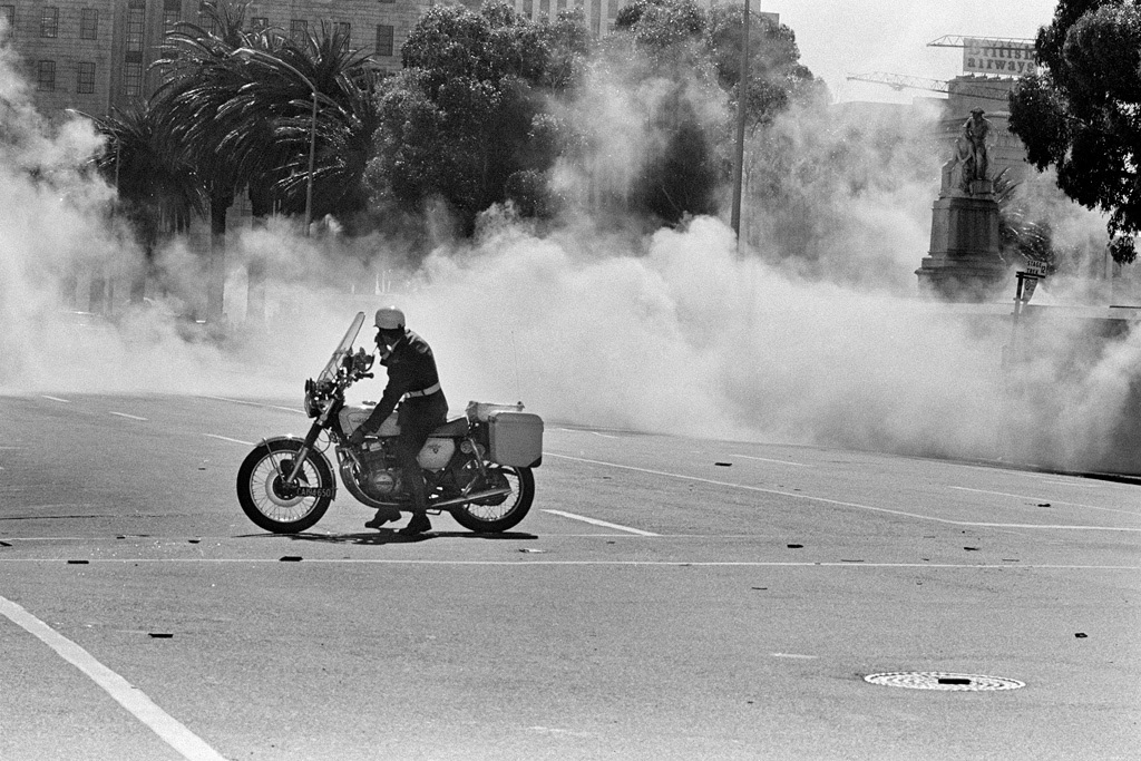 Tear gas outside Cape Town City Hall