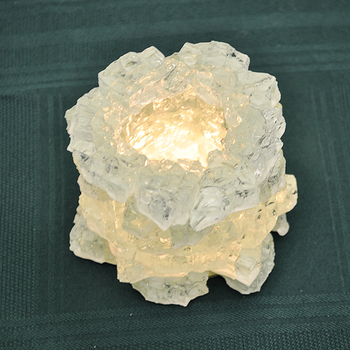 Tempered glass candle holder, n/a.