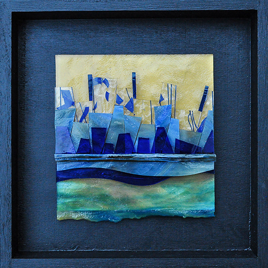 Opportunity, 2013, 6" X 6" (10" X 10" with frame), Layered stained glass, mirror.