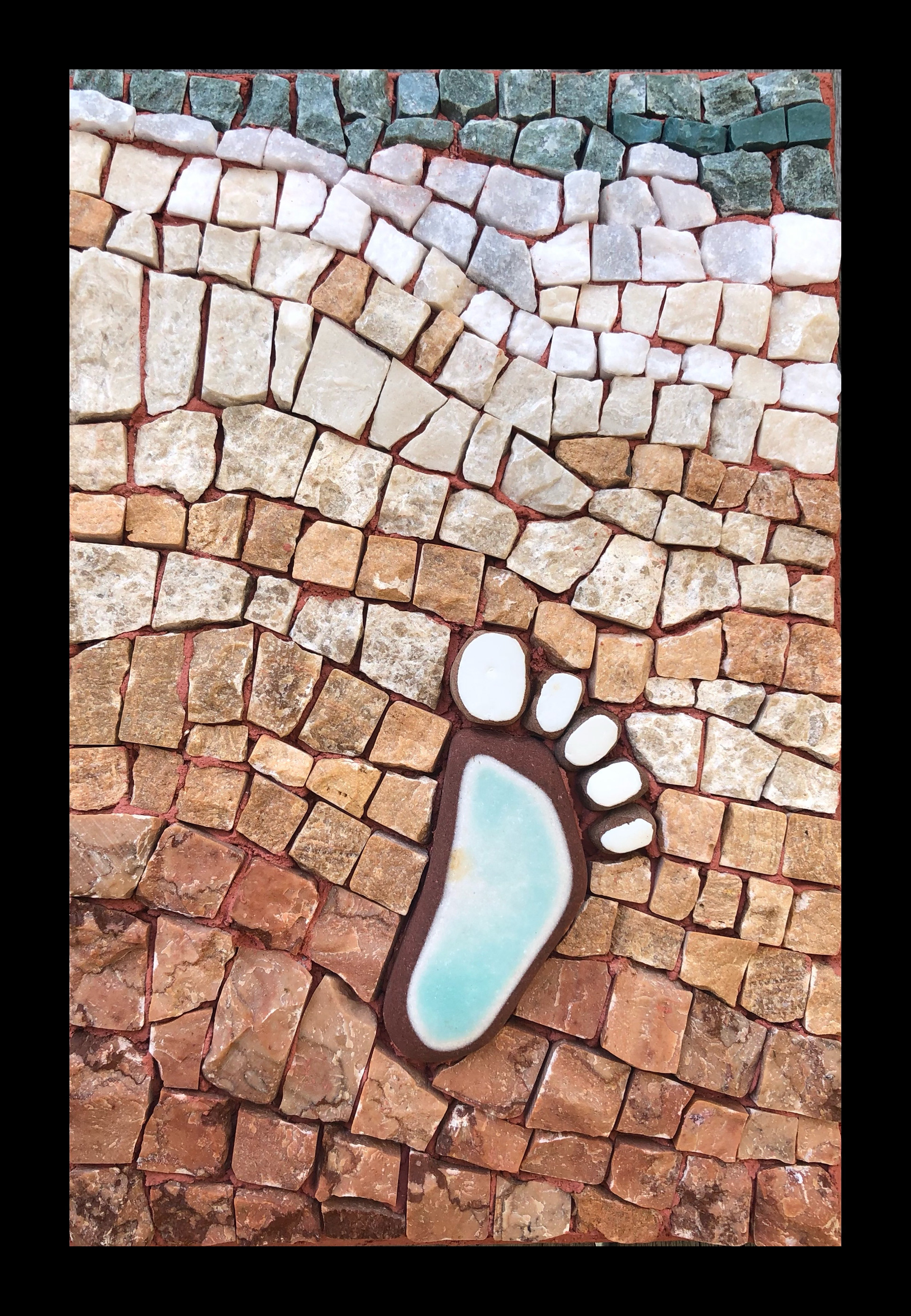 Commission - Perseverance, 4" X 6". Eroded tiles, marble, marble, man-made tiles. 