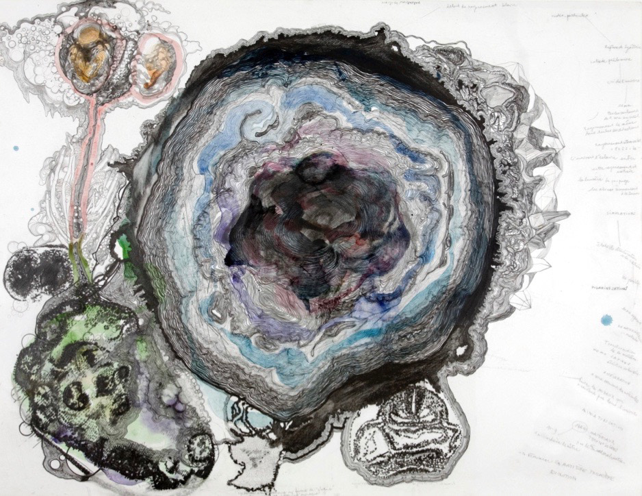 Série Sous la surface. 2007. 50 x 65 cm. Graphite, encre scolaire indienne et aquarelle sur papier Vinci