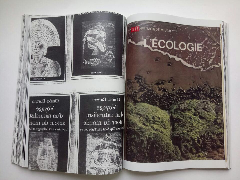 Double page de la protoédition de 2014-2016. 142 pages,  photogramme et impression numérique.