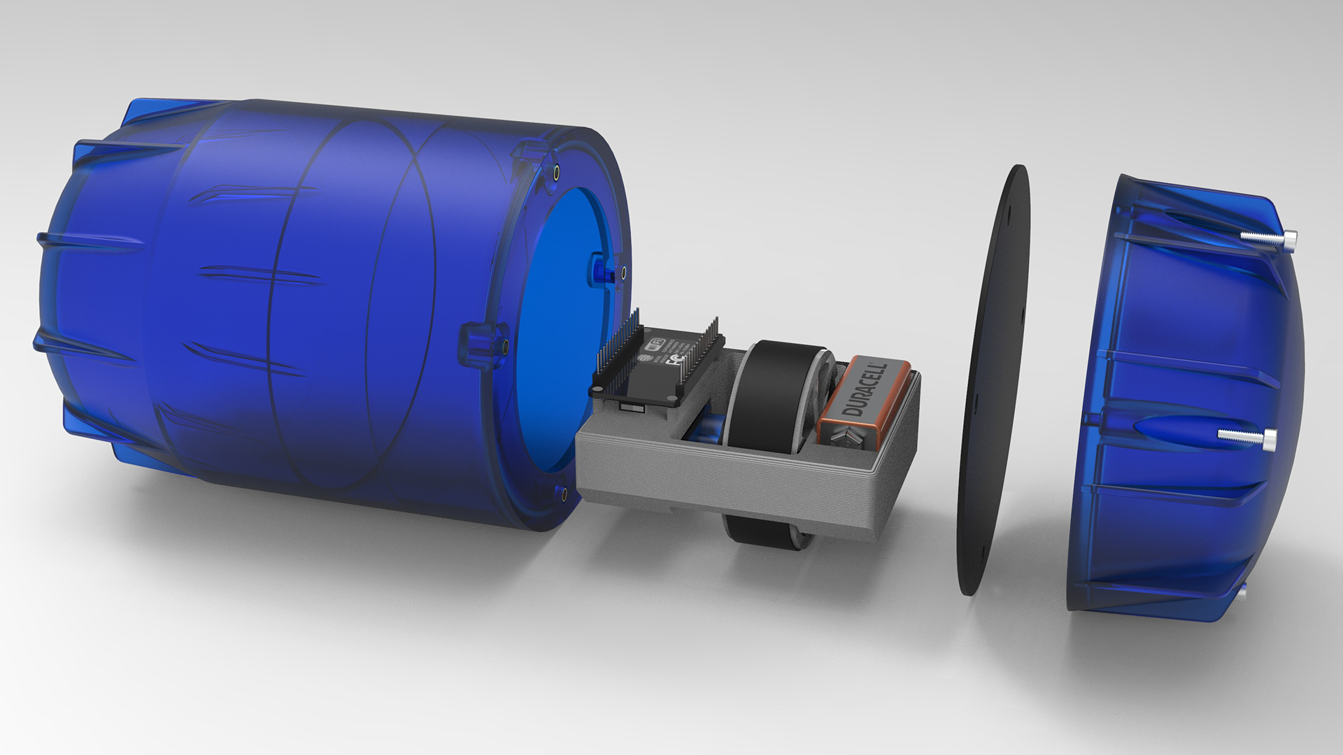 Exploded view modeled in SolidWorks and rendered in KeyShot 8