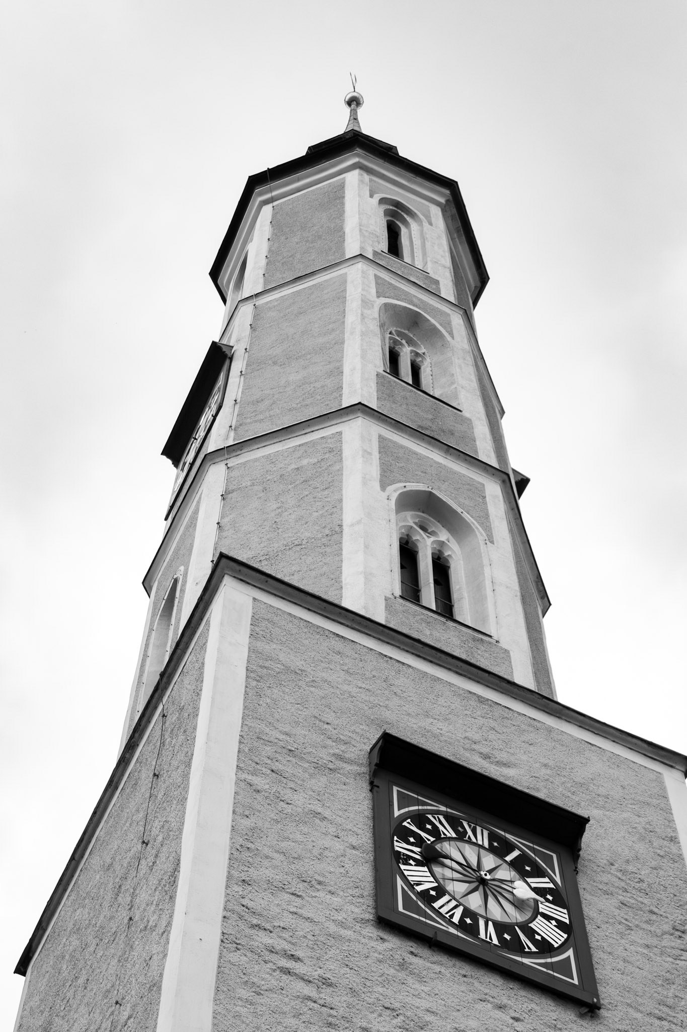 Low angle view of historic church tower